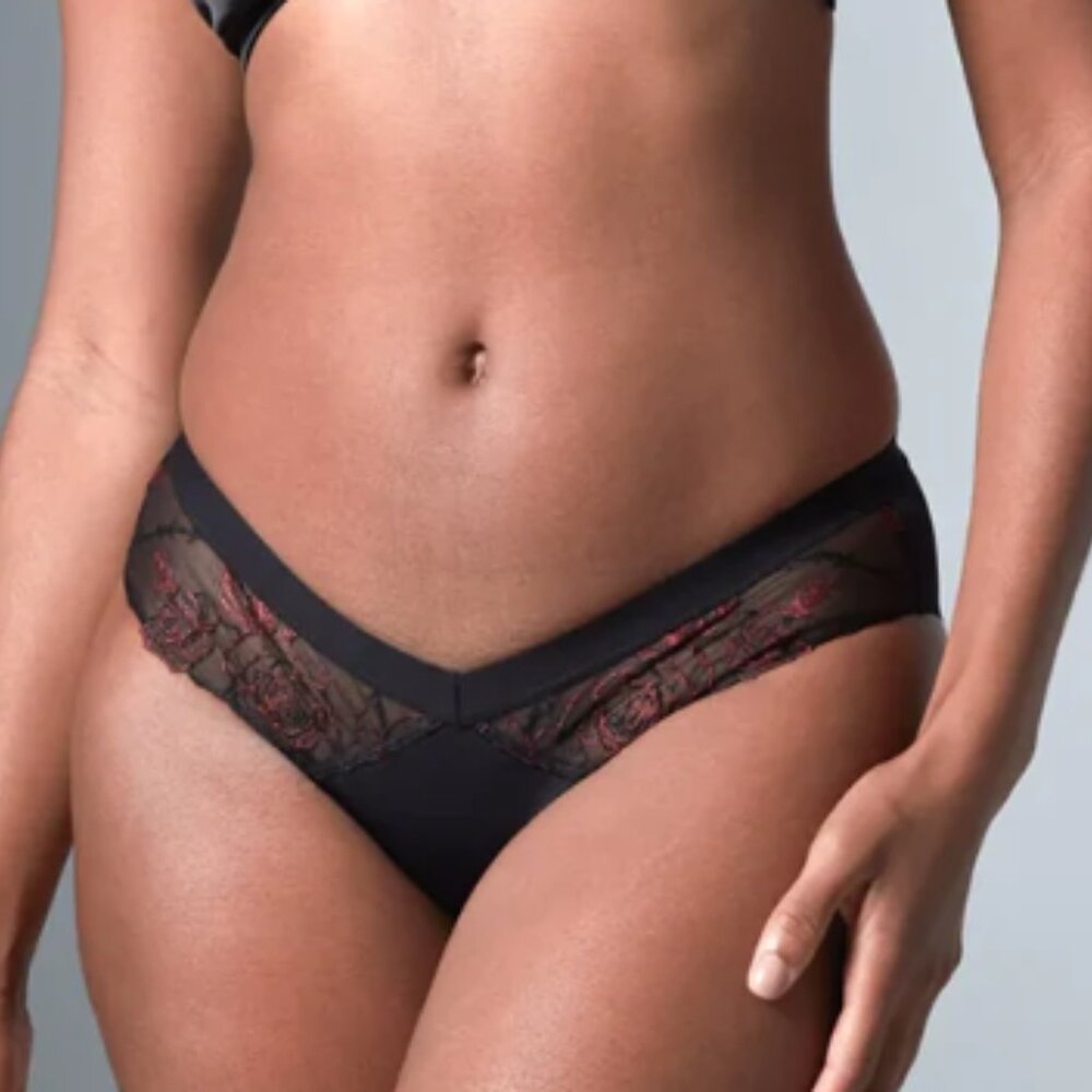 Thistle and Spire panties Thorn Apart bikini in black floral embroidery NWT Plus